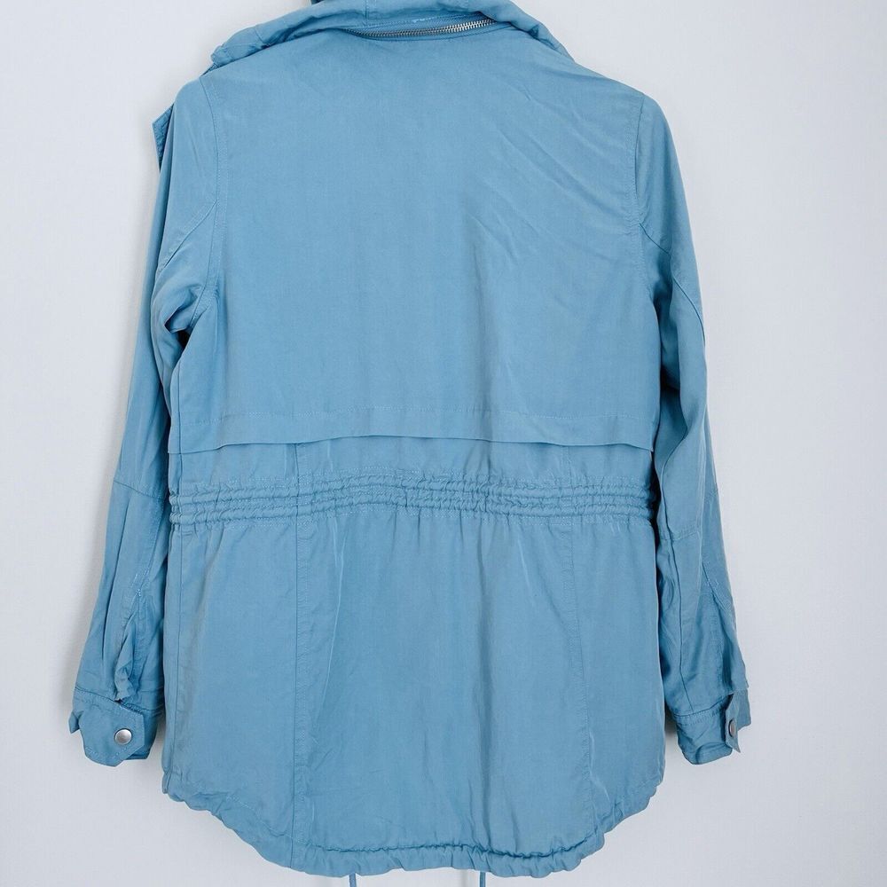 MARKET & SPRUCE Hooded 2 Pocket Cargo Rain Utility Jacket Zip Snap Women Small - Picture 10 of 14